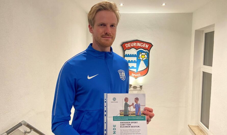 Marcel Rieger erhält Fair-Play-Auszeichnung des Bayerischen Fußball-Verbandes